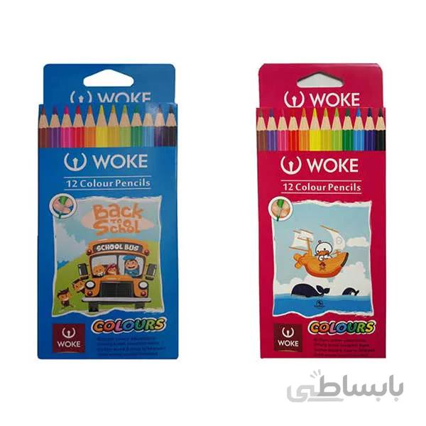 مداد رنگی 12 تایی مقوایی مارک وک woke