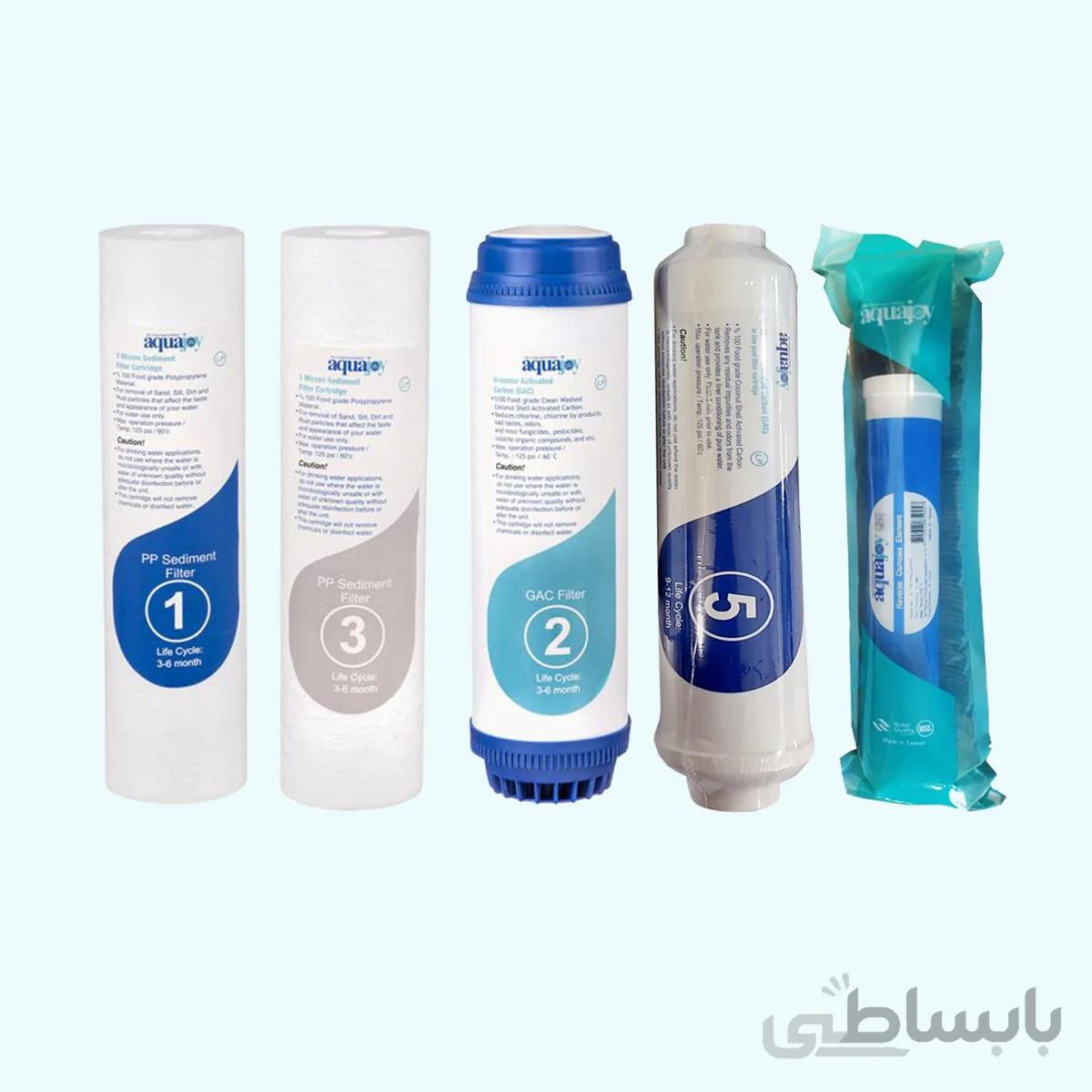 پک کامل فیلتر دستگاه تصفیه آب خانگی آکواجوی مدل LP (بسته ۵ عددی)