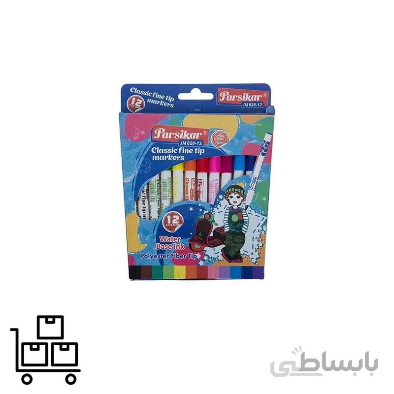 ماژیک 12 رنگ مقوایی پارسیکار مدل jm828 12