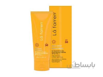 کرم ضد افتاب و ضد لک بی رنگ مخصوص پوست های خشک و معمولی SPF30
