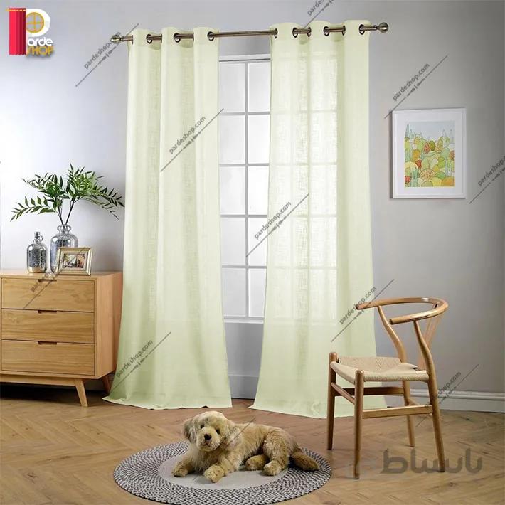 پرده پانچی تور کتان برند ParsDecor رنگ نباتی