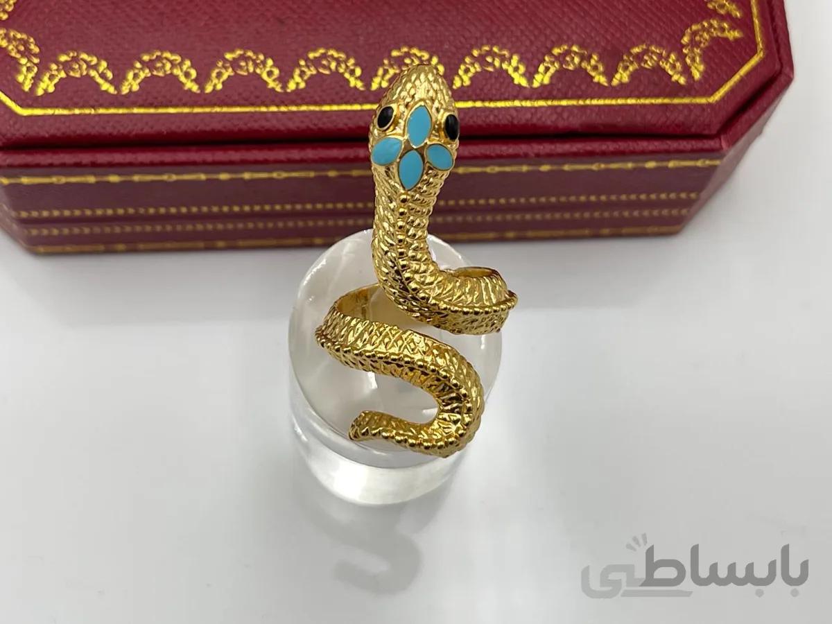 انگشتر مار طرح گل آبی