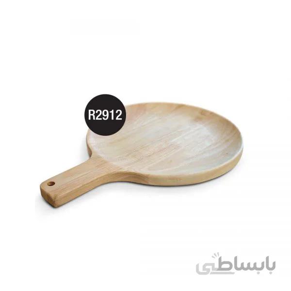 R2912 تخته سرو چوبی دایره دسته دار کوچک تخت (پیتزا )