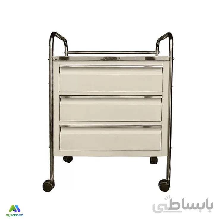 ترالی پانسمان سه کشو رویه استیل