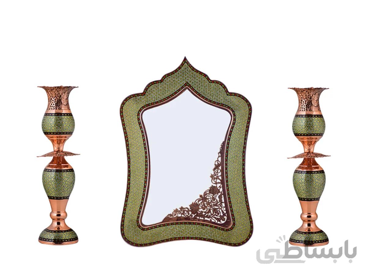 آینه و شمعدان مس و خاتم