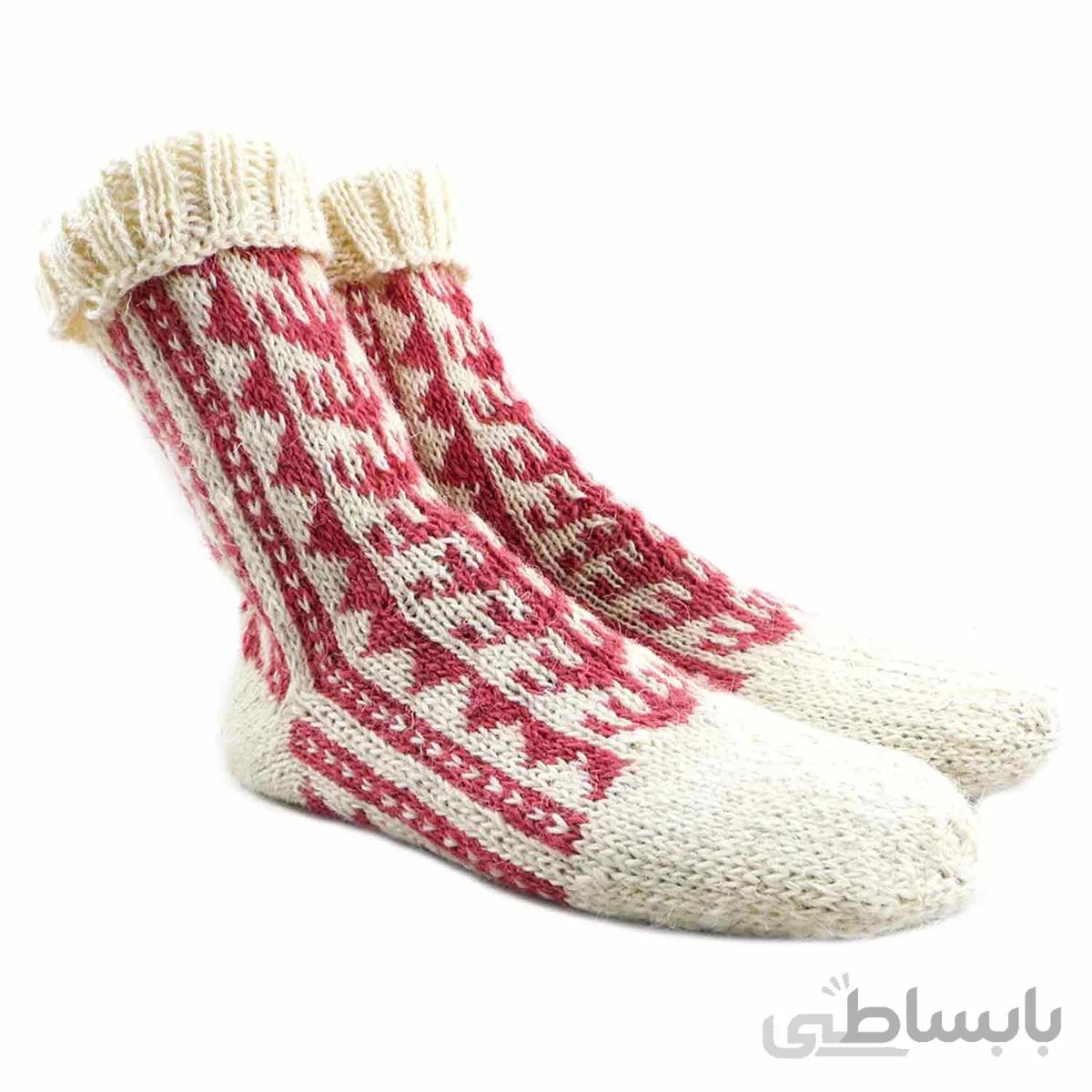 جوراب پشمی دستباف سنتی کردستان کد 256 سایز 39-40