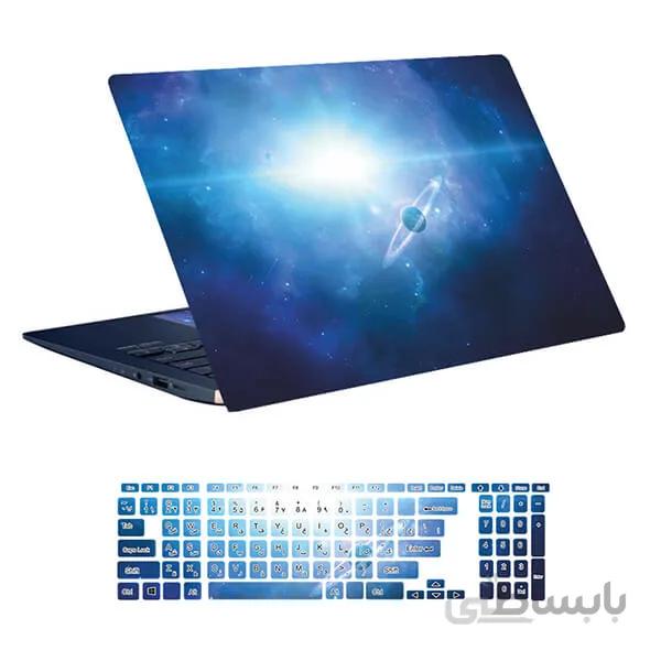 اسکین لپ تاپ طرح Space کد ۱۲۸ به همراه استیکر کیبورد