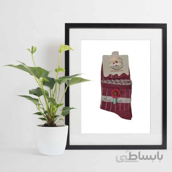 جوراب دخترانه و زنانه نیم ساق مدل کبریتی گل دار پاپیون Rose