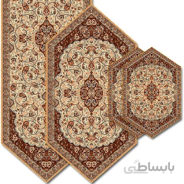 رومیزی مربع ترمه طرح سالار مشکی ابریشم کد 710 کد 410536