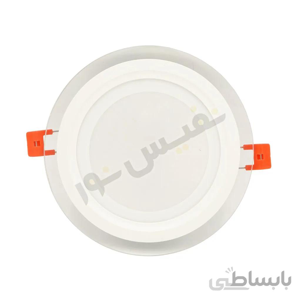چراغ‌ سقفی توکار دور شیشه ای گرد 9 وات شراک