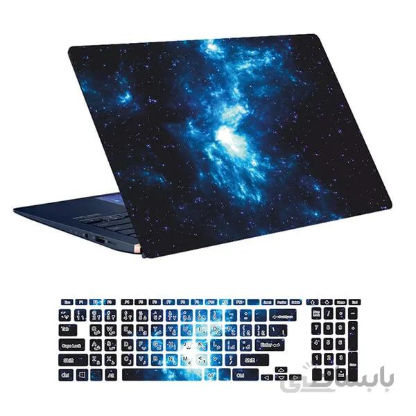 اسکین لپ تاپ طرح Space کد ۱۰۰ به همراه استیکر کیبورد