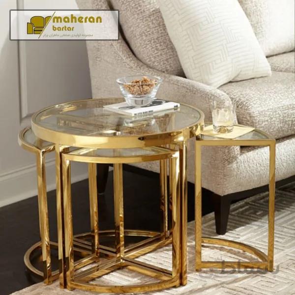 میز عسلی استیل 5 تکه مدل سودا SEVDA
