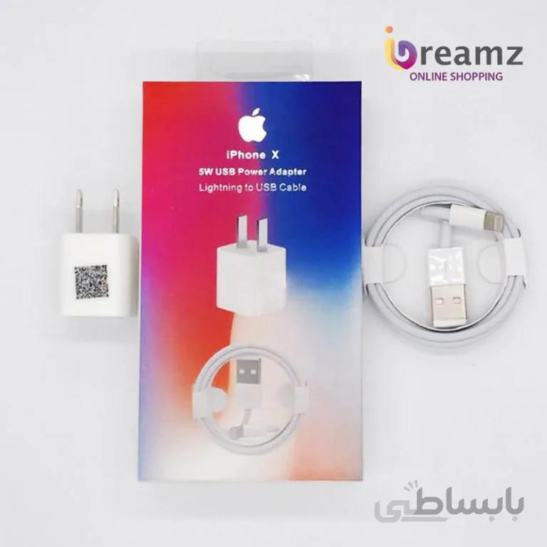 شارژر دیواری مدل US5W1A به همراه کابل تبدیل لایتنینگ