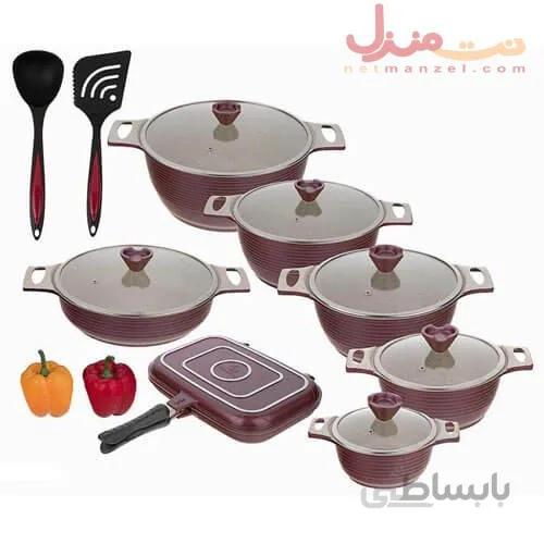 سرویس قابلمه گرانیتی هوم کینگ گلبهی شانزده پارچه