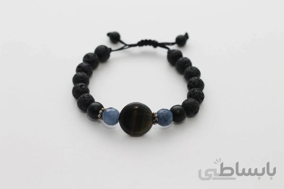 دستبند سنگ اصل اونیکس، چشم ببر، آپاتیت کد BT-299