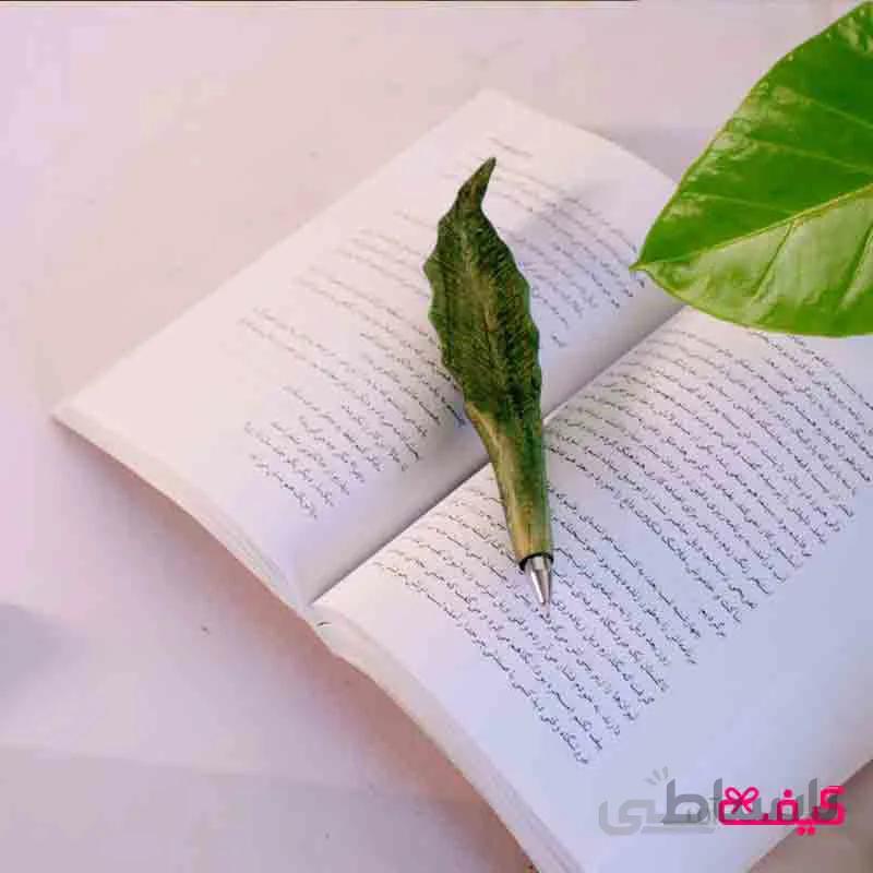 خودکار دست ساز چوبی طرح برگ بهاری