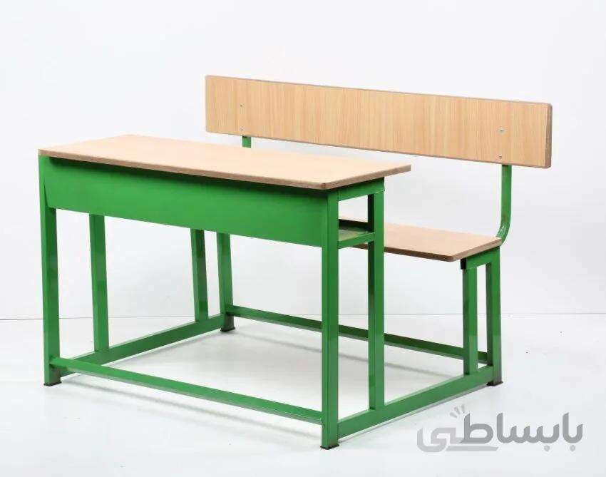 نیمکت مدرسه دو نفره پشتی دار دبستانی کد ۲۰۱۲