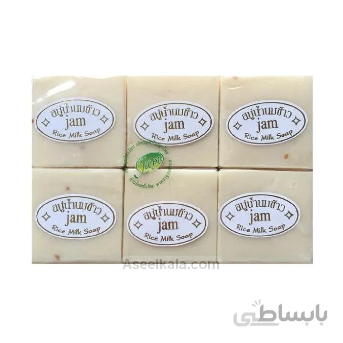صابون شیر برنج جم Jam تایلندی حاوی کلاژن بسته 6 عددی