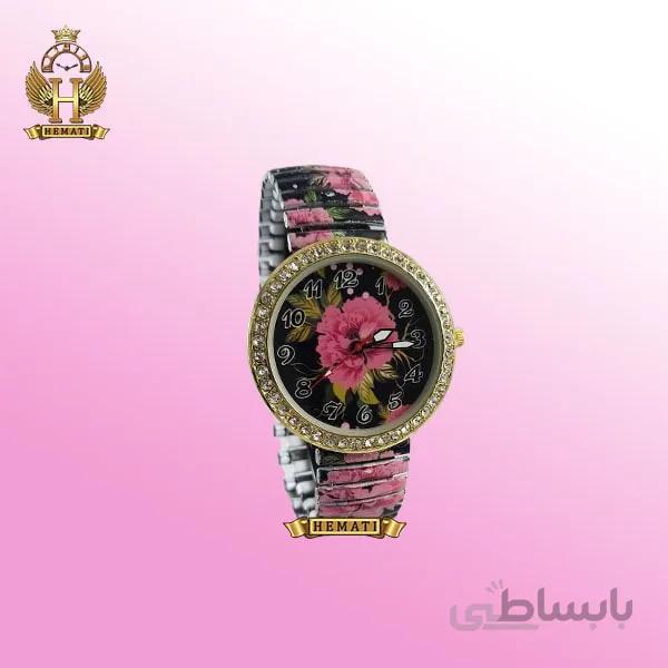 ساعت دخترانه فانتزی گل مشکی قرمز (بند کشی)