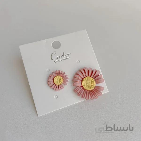 گوشواره بابونه صورتی کمرنگ ا Daisy earrings