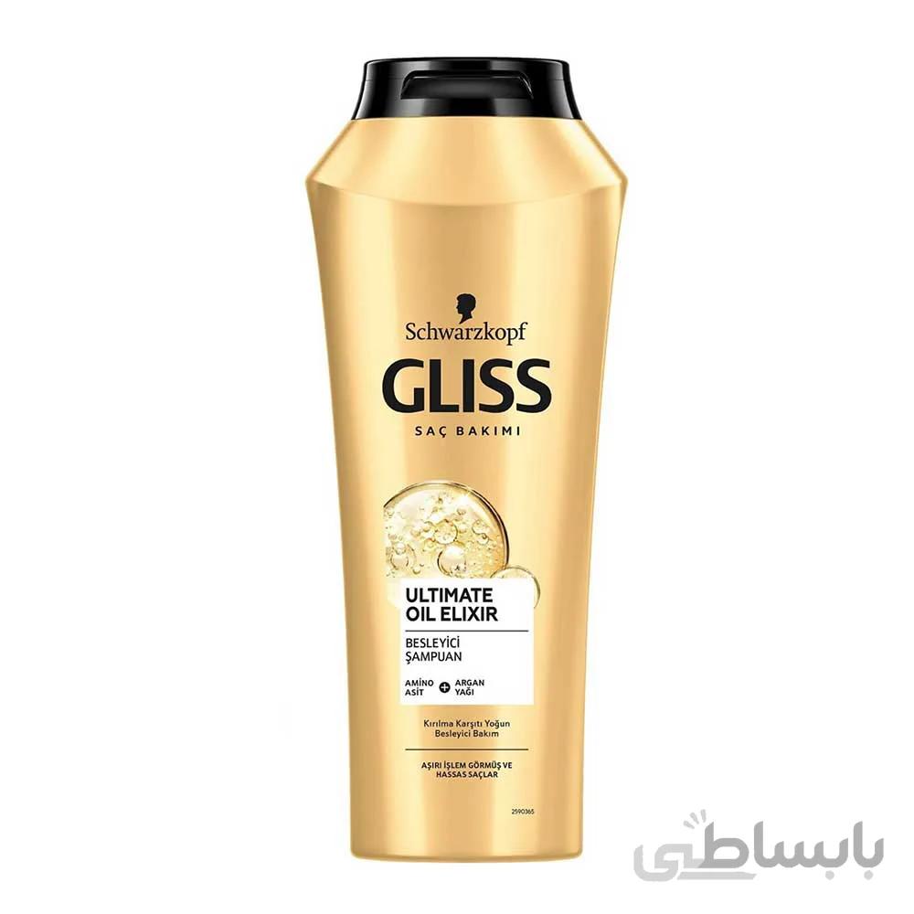 شامپو گلیس مدل ultimate oil elixir مناسب موآسیب دیده حجم 500 میلی لیتر ا Gliss shampoo model ultimate oil elixir suitable for damaged 500ml