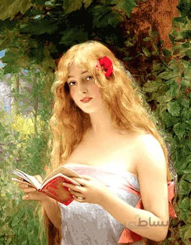 نخ و نقشه تابلو فرش طرح دختر کتابخوان