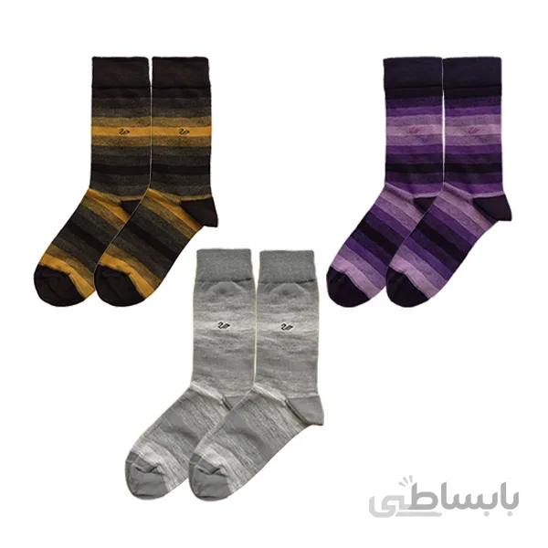 پک جوراب مردانه ۳ تایی مدل نیویورک الوان تیره کد PH618.4