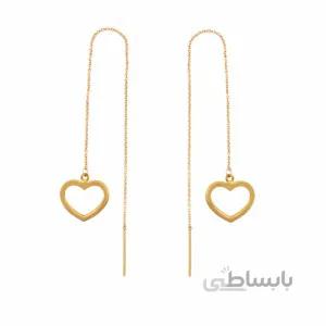 گوشواره بخیه ای طلا طرح قلب کد LE623