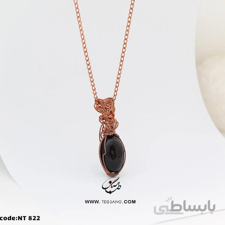 گردنبند زنانه سنگ عقیق سیاه NT-822