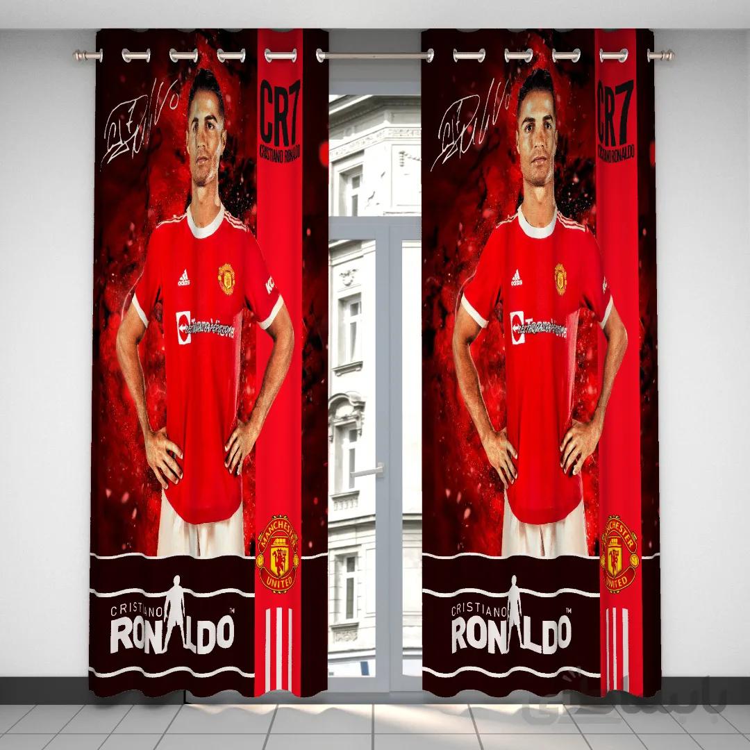 پرده مدل منچستر یونایتد رونالدو سایز 140x290 سانتی متر