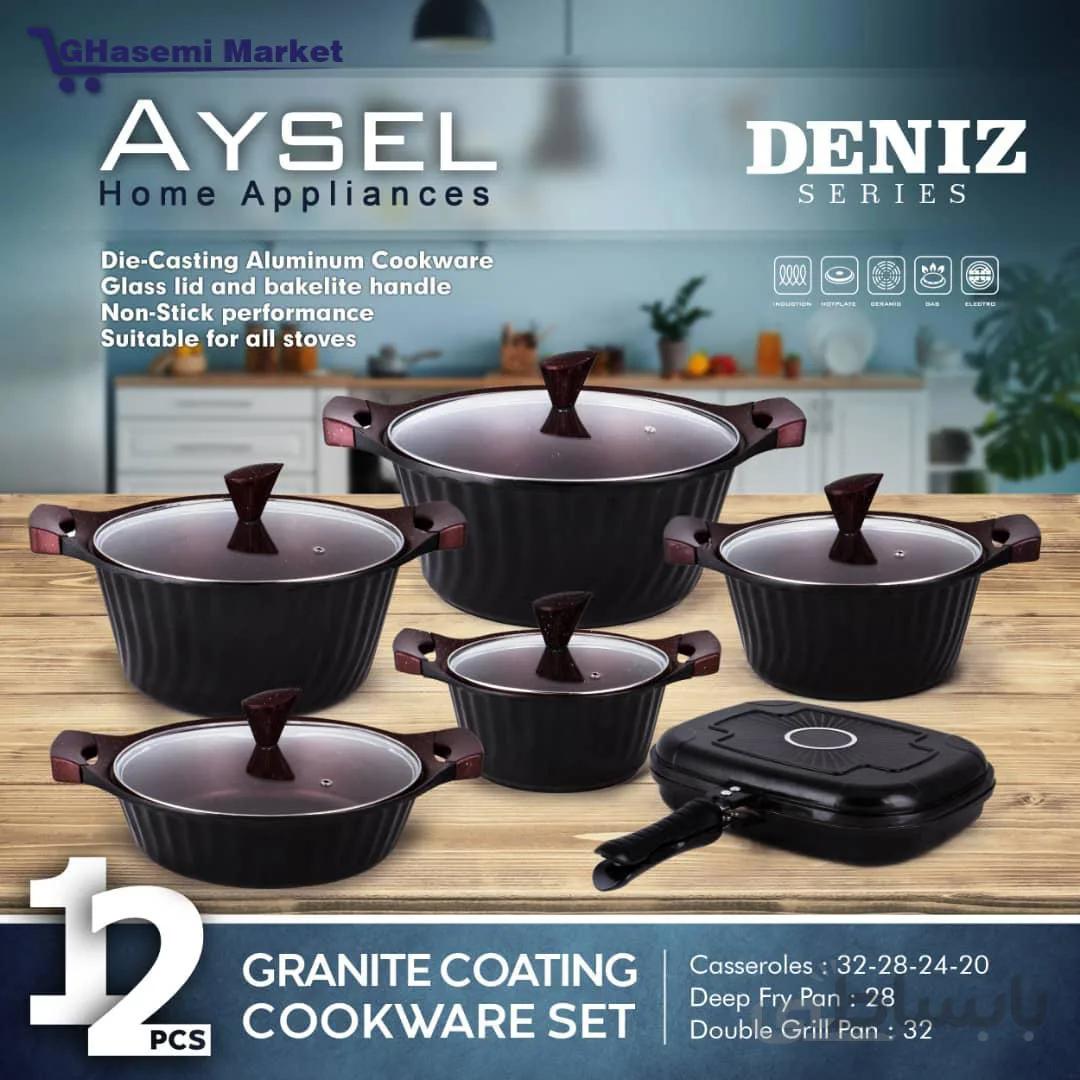 سرویس قابلمه گرانیتی و چدن 12پارچه مدل پرنس آیسل