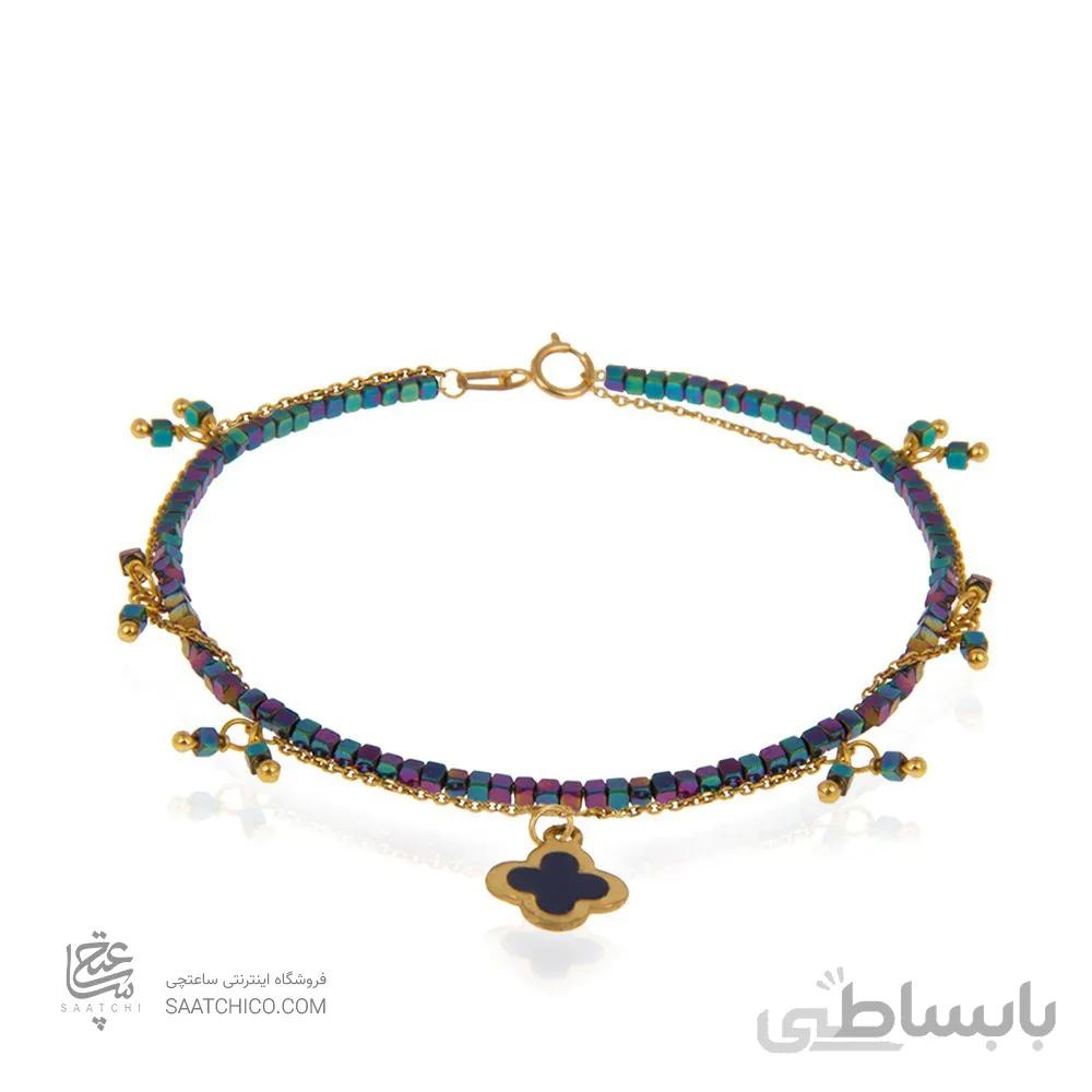 دستتبند طلا طرح ونکلیف با سنگ حدید کد XB967
