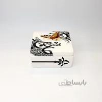 شکلات خوری مربع کوچک با نوشته مشکی و پرنده طلا جان را چه بود خوشتر