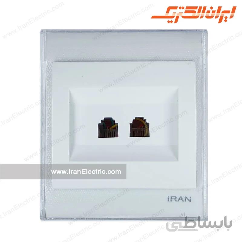 پریز تلفن دوتایی ایران ترنسپرنت سفید