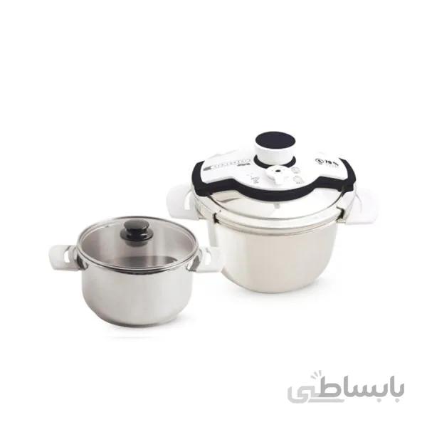 زود پز دو قلوی استیل ترک سفید عرشیا مدل PR116-1997