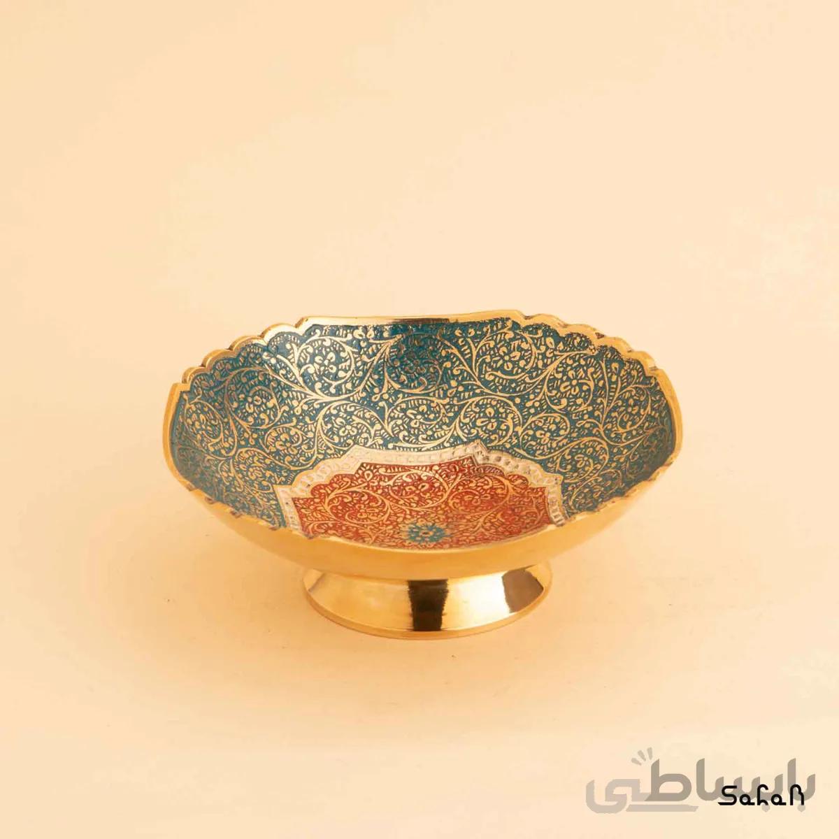 کاسه برنجی میناکاری مدل مربع