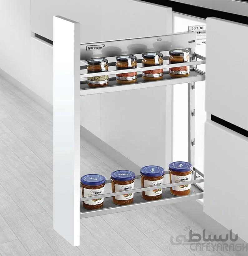 جای بطری و ادویه 2 طبقه ریل پهلو آرامبند مدل WB2348