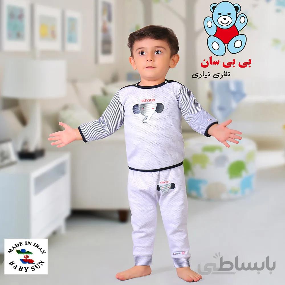 ست تی شرت آستین بلند و شلوار نوزادی بی بی سان طرح فیل