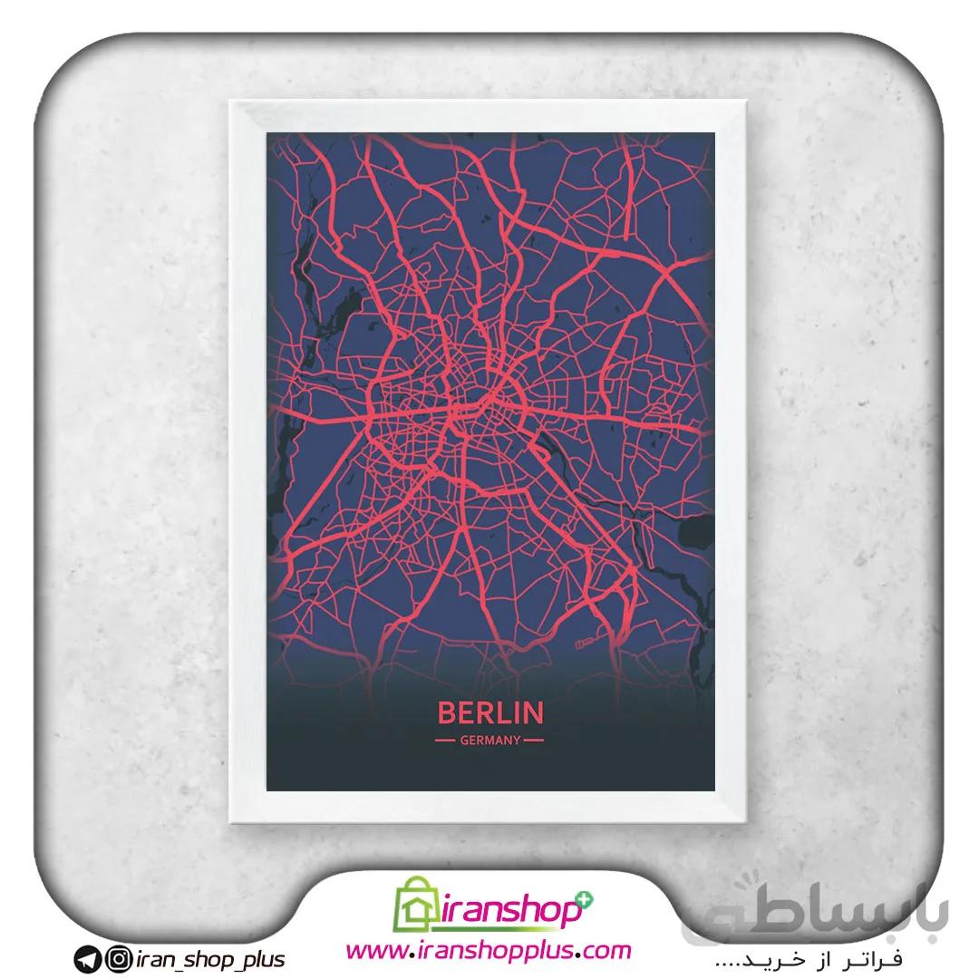 تابلو نقشه شهر برلین با تم Neon Pink