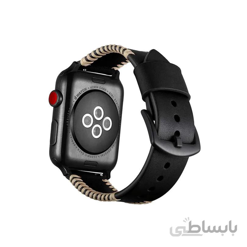 بند چرم اپل واچ مشکی برند جینیا (JINYA) مدل Style سایز 38 و 40 میلی متر
