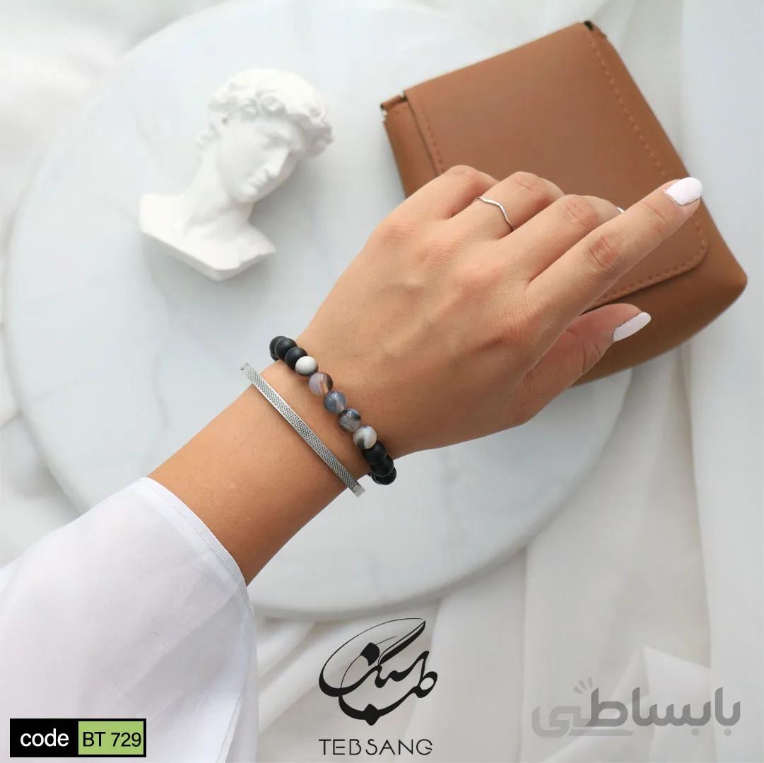 دستبند سنگ عقیق-اونیکس کد BT-729