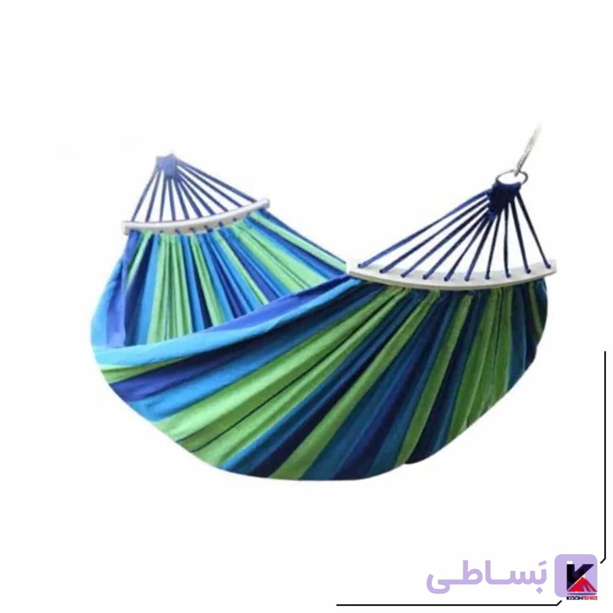 تخت آویز (ننو) کنفی چوبدار دو نفره