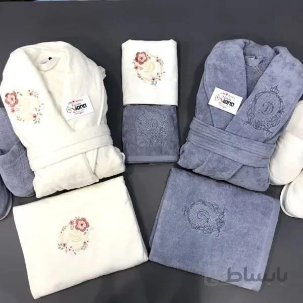 سرویس حوله۱۰تیکه ترک طرح نارمیلا مخمل ابریشمی طرحدار