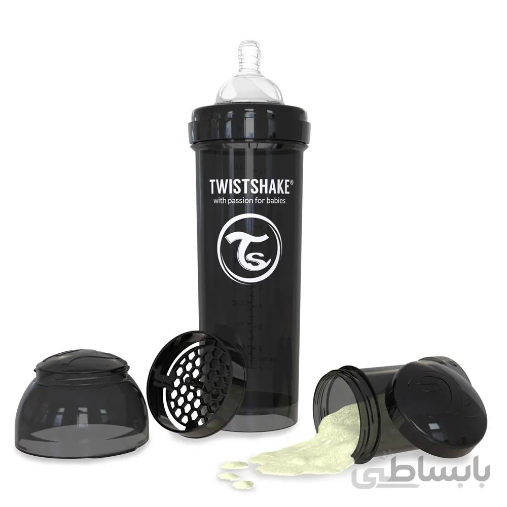 شیشه شیر ضد نفخ 330 میل مشکی تویست شیک Twistshake