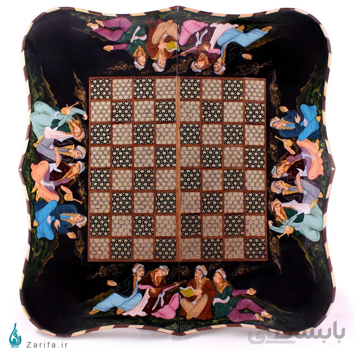 تخته نرد و شطرنج خاتم و نگارگری دالبری ۵۰*۵۰