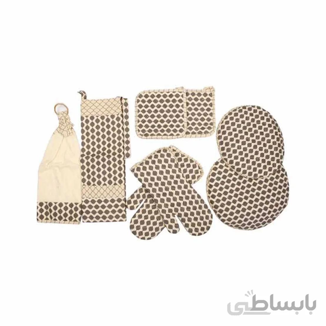 نیم ست آشپزخانه 8 تکه کتان رزین تاژ طرح کندو