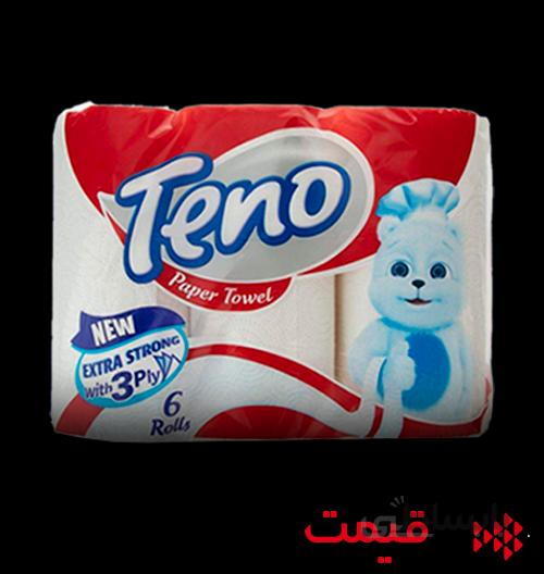 دستمال حوله کاغذی تنو 3لا 6 عددی