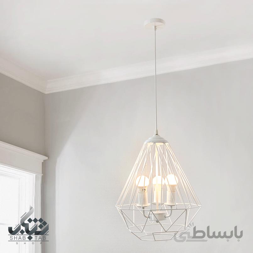 لوستر آویز فلزی کد F 01 سفید
