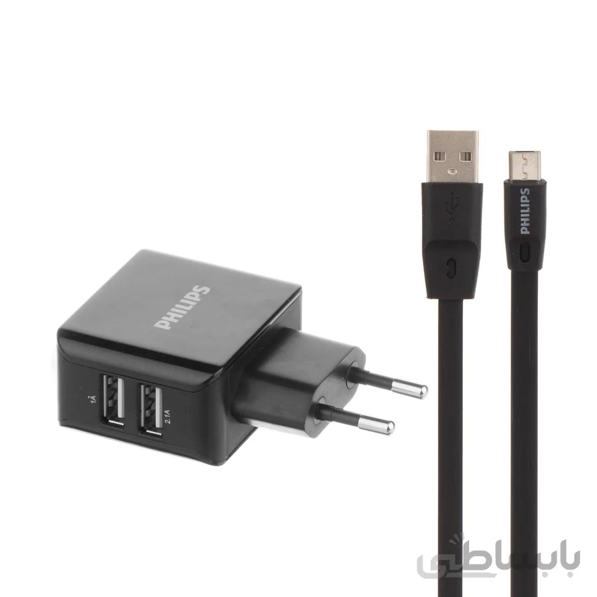 شارژر دیواری فیلیپس مدل DLP2502M به همراه کابل microUSB ا Philips DLP2502M Wall Charger With microUSB Cable