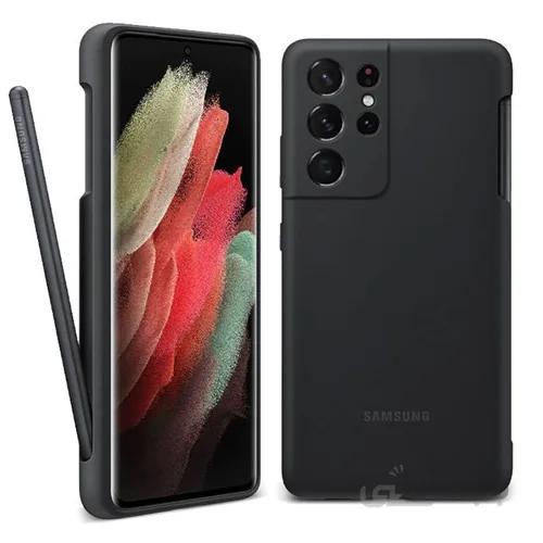کاور سامسونگ مدل Silicon مناسب برای گوشی موبایل سامسونگ Galaxy S21 Ultra به همراه قلم نوری